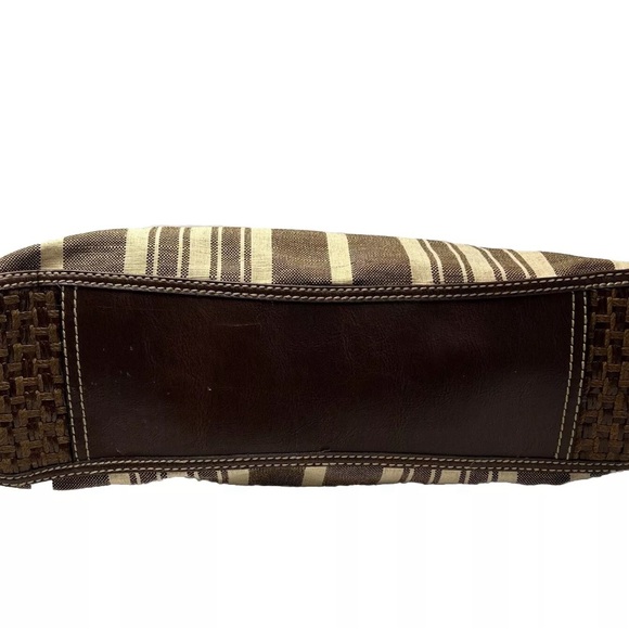 Fossil Reedan Stripe Deadstock Vintage Y2K Striped Satchel Bag Purse Woven - Picture 7 of 16